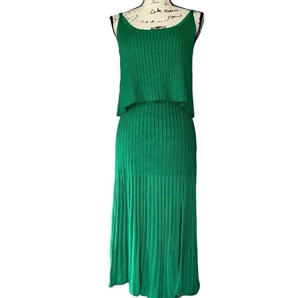 Scoop NYC‎ green 2-piece tank sweater & skirt set small 4-6